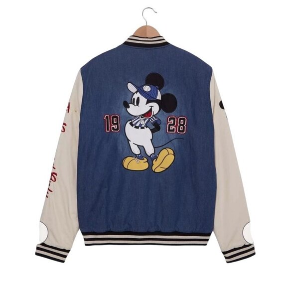 Disney Mickey Mouse Baseball Denim Bomber Jacket Size 3X - BoxLunch Exclusive - Picture 2 of 7